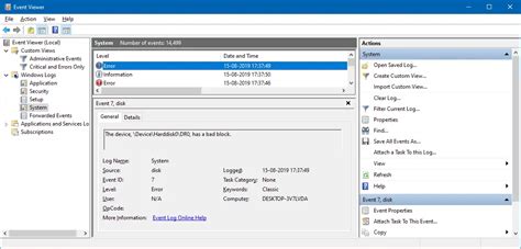 windows 7 hard drive test log|system event log hard drive error.